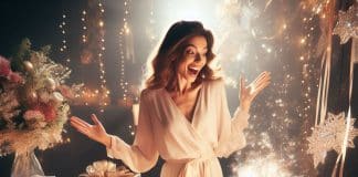 Regalos que sorprenden a una mujer: el obsequio perfecto para ella regalos que sorprenden a una mujer Sorpresas inolvidables una mujer emocionada encuentra el regalo perfecto en un deslumbrante despliegue de cajas envueltas en seda y lazos brillantes