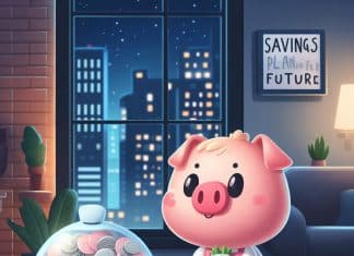 Cómo ahorrar dinero en casa y mejorar tus finanzas personales ahorrar dinero en casa Ahorra en casa y alcanza tus sueños Una cerdita rosa con delantal y alcancía se prepara para un futuro brillante junto a su plan de ahorro financiero