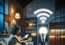 Compra la Bombilla LED inteligente Wifi con integración doméstica, control de brillo y temperatura, eficiencia energética y más. ¡Mejora tu hogar con comodidad y seguridad! bombilla LED inteligente wifi en un hogar moderno y confortable La bombilla está encendida, brilla cálidamente