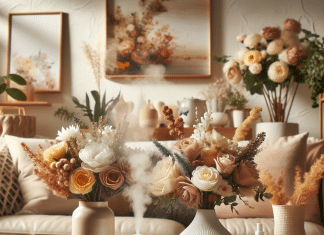 mejores difusores inteligentes de aromas en un hogar lleno de flores