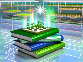 Libros de Hidroponía Libros futuristas cobran vida revelando secretos de hidroponía con luces LED y raíces flotantes