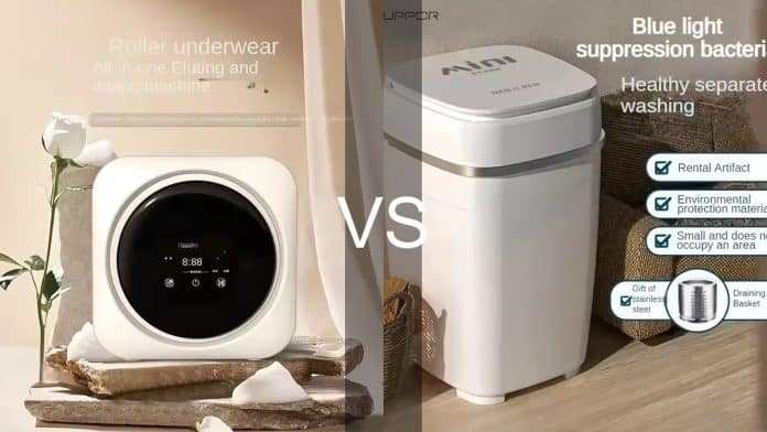 lavadora montada en pared y mini semiautomática para espacios reducidos