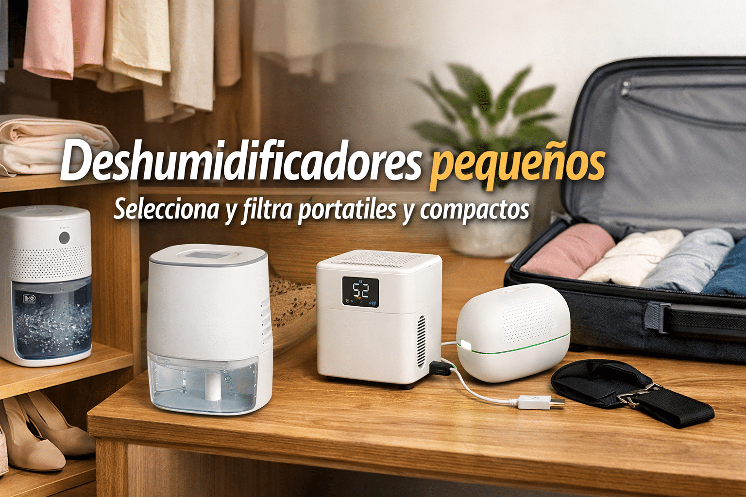 Selecciona y filtra deshumidificadores pequeños y portátiles para armarios