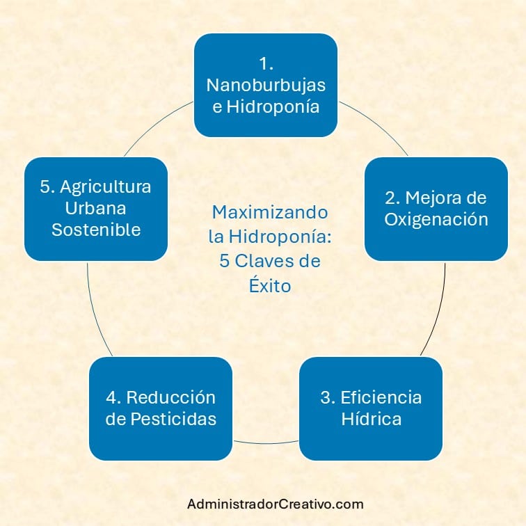 optimización del agua en agricultura con nanoburbujas hidropónicas resumido en cinco factores claves