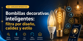 Bombillas decorativas inteligentes: filtra por diseño, calidez y estilo Encuentra bombillas tipo vela, filamento y estilo vintage que combinan decoración elegante con funciones inteligentes para crear ambientes cálidos y personalizados.