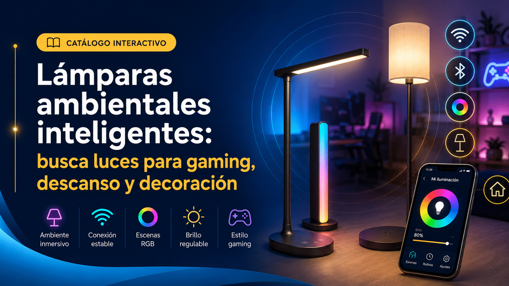 Lámparas ambientales inteligentes: busca luces para gaming, descanso y decoración