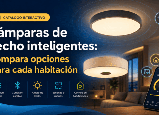 Lámparas de techo inteligentes: compara opciones para cada habitación Revisa lámparas de techo, plafones y luces inteligentes para dormitorio, sala, baño u oficina, con regulación de brillo, color y control por voz