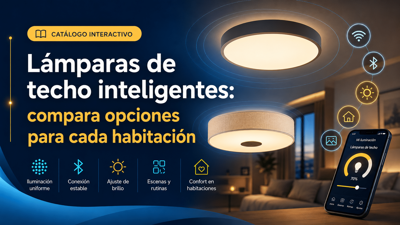Lámparas de techo inteligentes: compara opciones para cada habitación