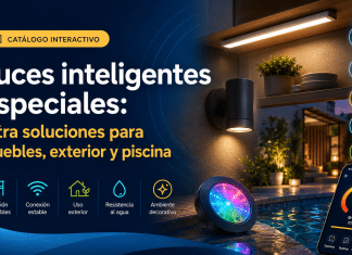 Luces inteligentes especiales: filtra soluciones para muebles, exterior y piscina Explora luces inteligentes para muebles, exterior, jardín y piscina. Filtra por uso, resistencia, precio y tipo de instalación.