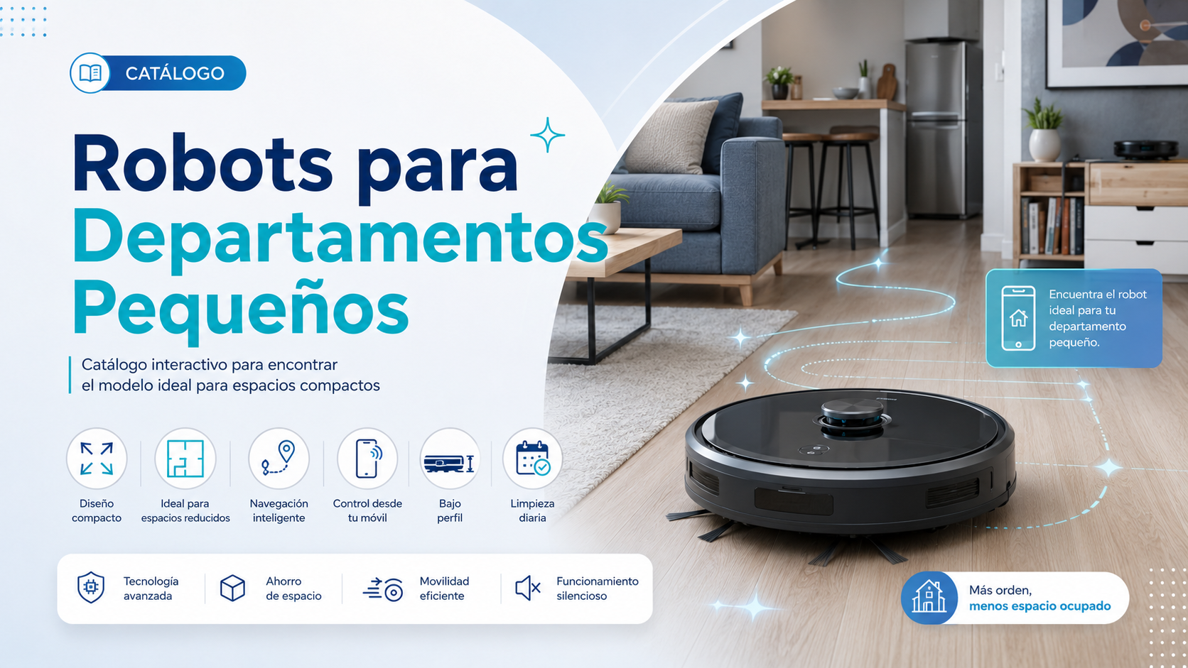 Portada del catálogo Robot aspiradora para departamentos pequeños